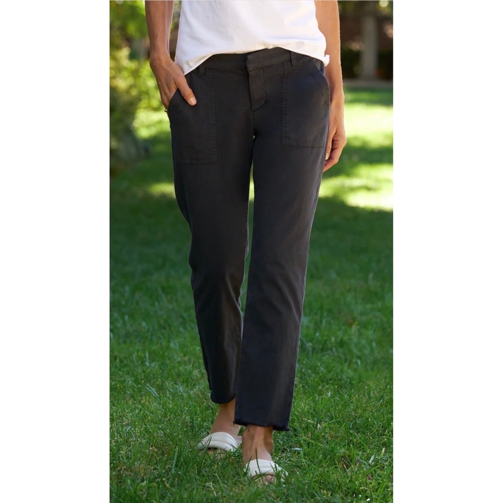 Frank & Eileen Blackstone Utility Pants Washed Black Raw Hem Size 8